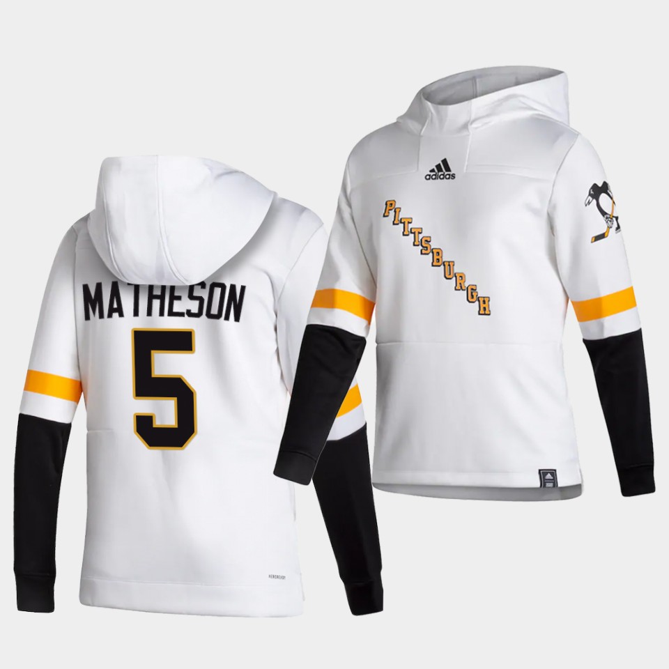 Men Pittsburgh Penguins #5 Matheson White  NHL 2021 Adidas Pullover Hoodie Jersey->pittsburgh penguins->NHL Jersey